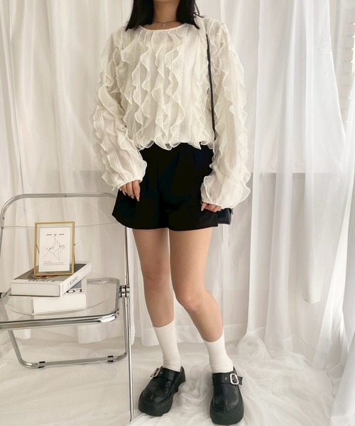 merrylatte(メリーラテ)の「ウェーブシアーカットトップス(シャツ/ブラウス・レディース・ホワイト・FREE)」の22枚目の写真