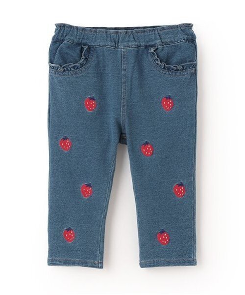 baby cheer（ベイビーチアー）の「いちごニットデニムパンツ（その他パンツ・キッズ・ネイビー・100cm/90cm/80ｃｍ/110cm/120cm）」の2枚目の写真