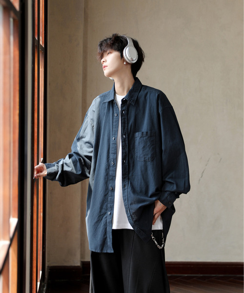 neos(ネオス)の「【neos】ルーズシルエット ストライプ&無地 コットン リネン ポケット ロングスリーブ シャツ(シャツ/ブラウス・メンズ・ネイビー/その他1/その他2/ホワイト/ブラック/グレー・MEDIUM/LARGE/X-LARGE)」の21枚目の写真