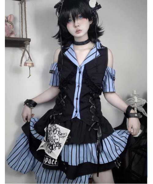 コカ coca ストライプAラインスカート （Charcoal
