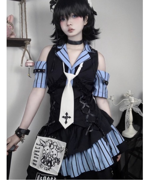 A'GEM/9 × .kom 『AOSPACE』 ストライプデザインスカート インポート