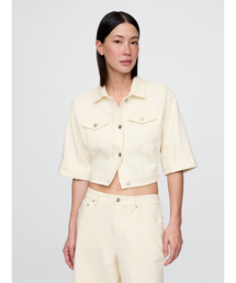 GAP | ヘビーウェイト フレンチテリー クロップド デニムジャケット(デニムジャケット)