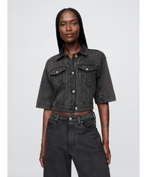 GAP | ヘビーウェイト フレンチテリー クロップド デニムジャケット(デニムジャケット)