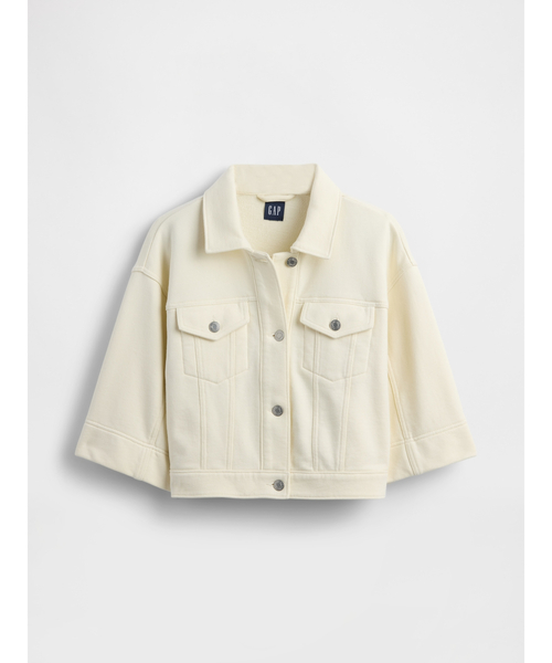 GAP（ギャップ）の「ヘビーウェイト フレンチテリー クロップド デニムジャケット（デニムジャケット・レディース・ブラック/ホワイト系その他・L/M/S/XS/XXS/XL）」の8枚目の写真