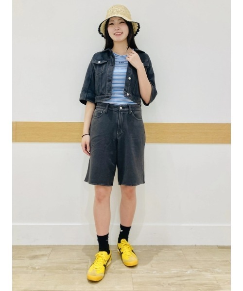 GAP（ギャップ）の「ヘビーウェイト フレンチテリー クロップド デニムジャケット（デニムジャケット・レディース・ブラック/ホワイト系その他・L/M/S/XS/XXS/XL）」の22枚目の写真