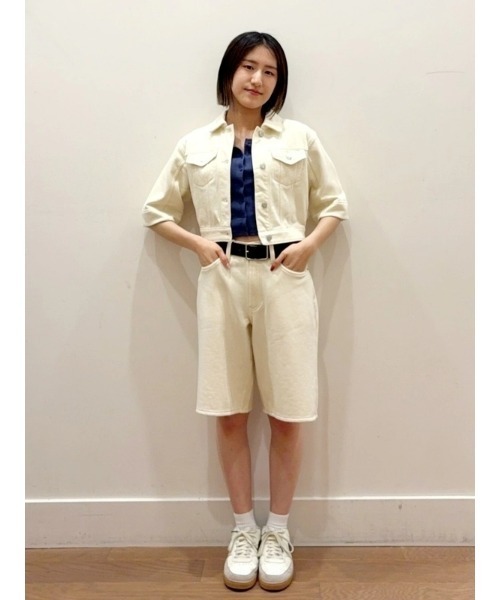 GAP(ギャップ)の「ヘビーウェイト フレンチテリー クロップド デニムジャケット(デニムジャケット・レディース・ブラック/ホワイト系その他・L/M/S/XS/XXS/XL)」の10枚目の写真