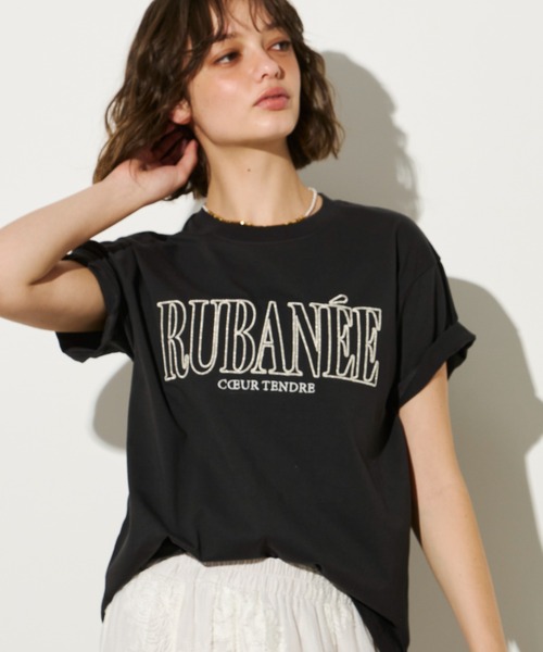 Unitage(ユニテージ)の「ラメ刺繍ロゴTEE(Tシャツ/カットソー・レディース・アイボリー/チャコールグレー/ピンク・FREE)」の4枚目の写真