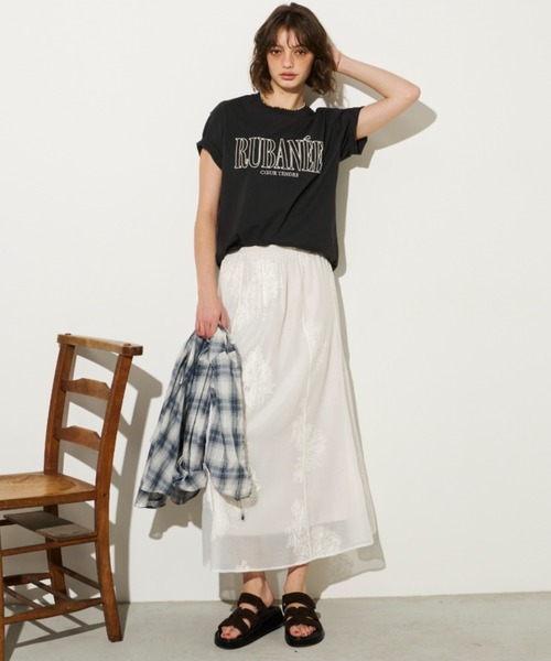 Unitage(ユニテージ)の「ラメ刺繍ロゴTEE(Tシャツ/カットソー・レディース・アイボリー/チャコールグレー/ピンク・FREE)」の9枚目の写真