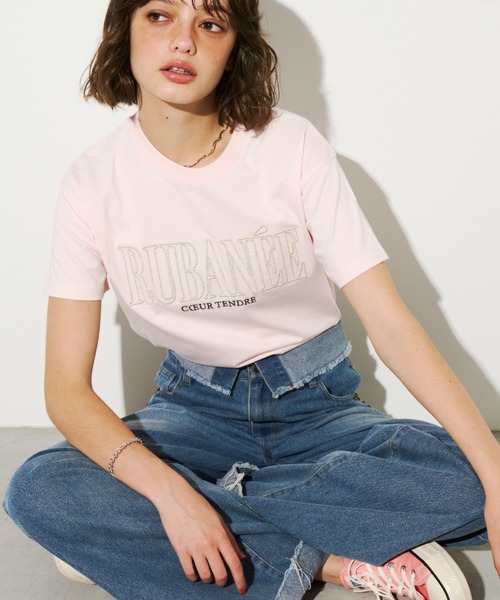Unitage(ユニテージ)の「ラメ刺繍ロゴTEE(Tシャツ/カットソー・レディース・アイボリー/チャコールグレー/ピンク・FREE)」の22枚目の写真