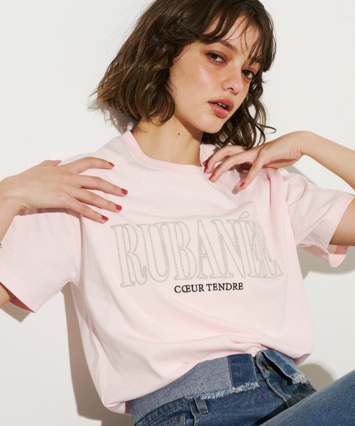 Unitage(ユニテージ)の「ラメ刺繍ロゴTEE(Tシャツ/カットソー・レディース・アイボリー/チャコールグレー/ピンク・FREE)」の21枚目の写真