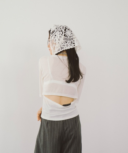 DRWCYS（ドロシーズ）の「バックオープンシアーＴシャツ（Tシャツ/カットソー・レディース・ホワイト/ブラック・FREE）」の11枚目の写真