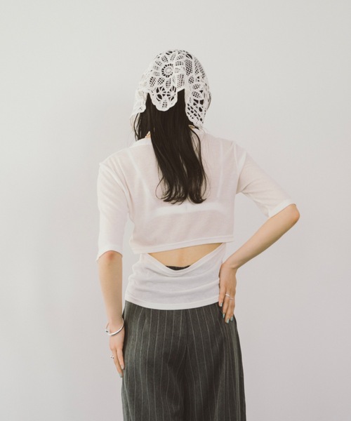 DRWCYS（ドロシーズ）の「バックオープンシアーＴシャツ（Tシャツ/カットソー・レディース・ホワイト/ブラック・FREE）」の12枚目の写真