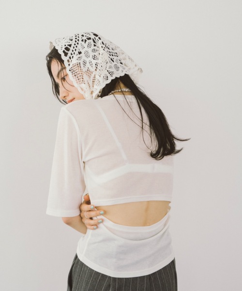 DRWCYS（ドロシーズ）の「バックオープンシアーＴシャツ（Tシャツ/カットソー・レディース・ホワイト/ブラック・FREE）」の14枚目の写真