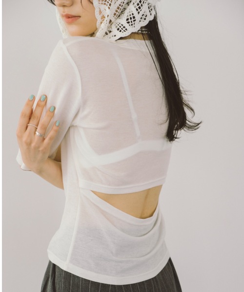 DRWCYS（ドロシーズ）の「バックオープンシアーＴシャツ（Tシャツ/カットソー・レディース・ホワイト/ブラック・FREE）」の17枚目の写真