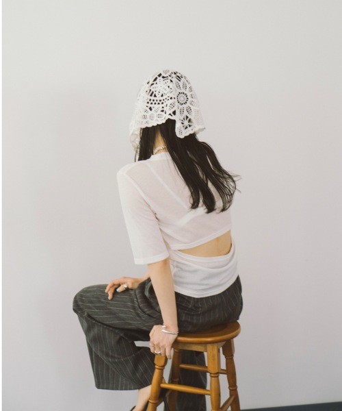 DRWCYS（ドロシーズ）の「バックオープンシアーＴシャツ（Tシャツ/カットソー・レディース・ホワイト/ブラック・FREE）」の19枚目の写真