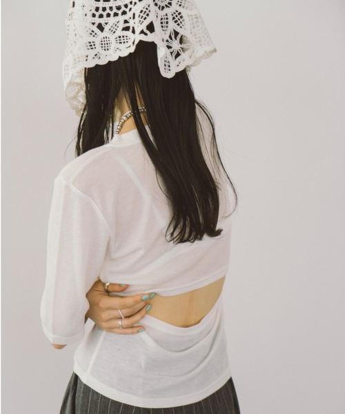 DRWCYS（ドロシーズ）の「バックオープンシアーＴシャツ（Tシャツ/カットソー・レディース・ホワイト/ブラック・FREE）」の16枚目の写真