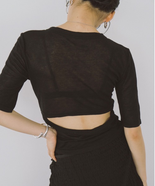 DRWCYS（ドロシーズ）の「バックオープンシアーＴシャツ（Tシャツ/カットソー・レディース・ホワイト/ブラック・FREE）」の6枚目の写真