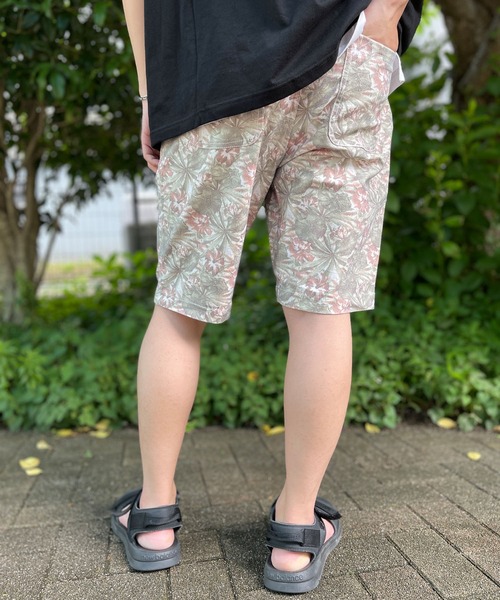 花柄 ハイビスカス コットン ストレッチ ハーフパンツ ショート