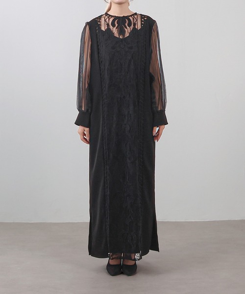 美品✨バーバリー 総レースドレスワンピース シアースリーブ ブラック DR8990EW01719_2_l.jpg