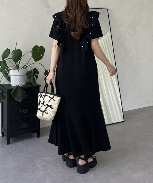 prose verse（プロズヴェール）の「ストレッチパールフリルマーメイドカットワンピース（ワンピース・レディース・ブラック・PL/PM/LARGE/MEDIUM）」の6枚目の写真