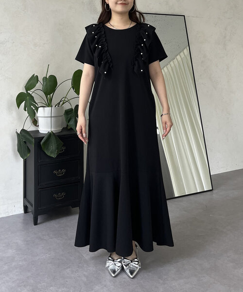 prose verse（プロズヴェール）の「ストレッチパールフリルマーメイドカットワンピース（ワンピース・レディース・ブラック・PL/PM/LARGE/MEDIUM）」の14枚目の写真