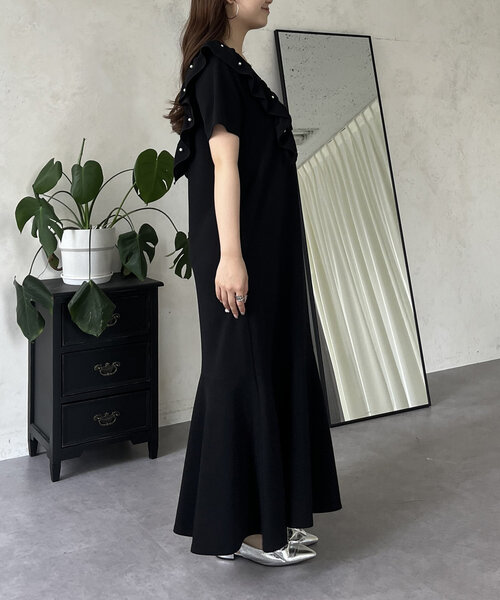 prose verse（プロズヴェール）の「ストレッチパールフリルマーメイドカットワンピース（ワンピース・レディース・ブラック・PL/PM/LARGE/MEDIUM）」の15枚目の写真