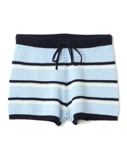 atmos pink(アトモスピンク)の「atmos pink Boder Knit Short Pants / アトモス ピンク ボーダーニット ショート パンツ(その他パンツ・レディース・ブルー/ホワイト・FREE)」の3枚目の写真