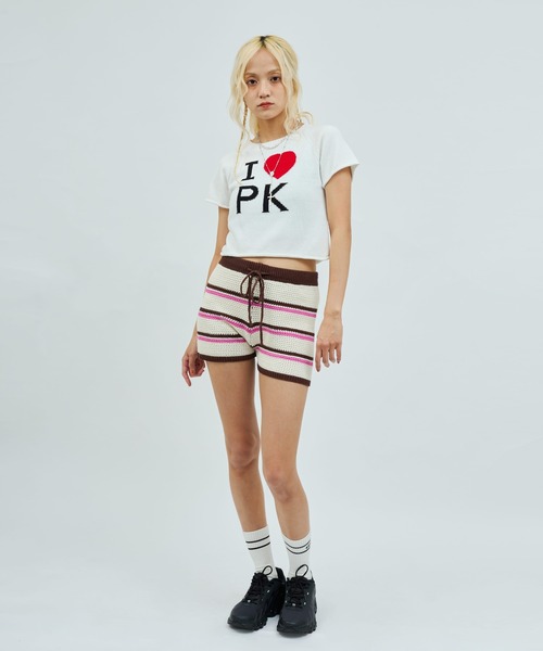 atmos pink(アトモスピンク)の「atmos pink Boder Knit Short Pants / アトモス ピンク ボーダーニット ショート パンツ(その他パンツ・レディース・ブルー/ホワイト・FREE)」の16枚目の写真