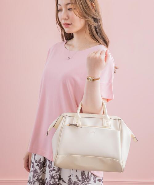 anello（アネロ）の「＜anello＞合皮口金2WAYショルダー（ショルダーバッグ・レディース・アイボリー/ブラック/ベージュ・00）」の4枚目の写真