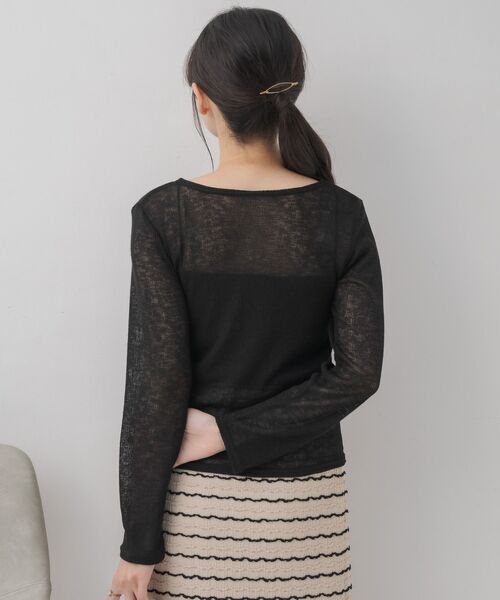 RETRO GIRL（レトロガール）の「メランジシアーNTカーデ（ニット/セーター・レディース・ライトグレー/イエロー/ブラック/ブルー・FREE）」の6枚目の写真