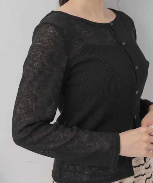 RETRO GIRL（レトロガール）の「メランジシアーNTカーデ（ニット/セーター・レディース・ライトグレー/イエロー/ブラック/ブルー・FREE）」の9枚目の写真