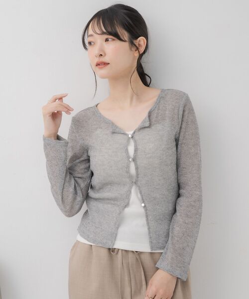 RETRO GIRL（レトロガール）の「メランジシアーNTカーデ（ニット/セーター・レディース・ライトグレー/イエロー/ブラック/ブルー・FREE）」の15枚目の写真