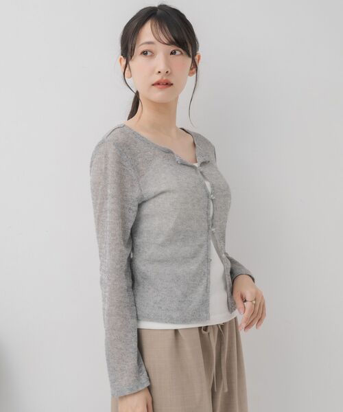 RETRO GIRL（レトロガール）の「メランジシアーNTカーデ（ニット/セーター・レディース・ライトグレー/イエロー/ブラック/ブルー・FREE）」の16枚目の写真