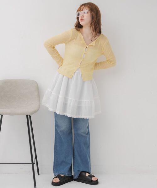 RETRO GIRL（レトロガール）の「メランジシアーNTカーデ（ニット/セーター・レディース・ライトグレー/イエロー/ブラック/ブルー・FREE）」の18枚目の写真