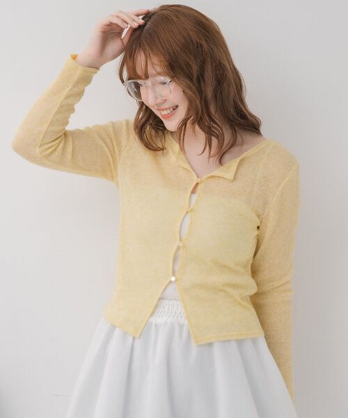 RETRO GIRL（レトロガール）の「メランジシアーNTカーデ（ニット/セーター・レディース・ライトグレー/イエロー/ブラック/ブルー・FREE）」の22枚目の写真