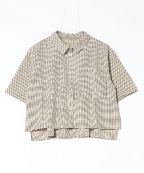 STYLEBLOCK（スタイルブロック）の「チェックハーフスリーブシャツ（シャツ/ブラウス・レディース・ブラック/ベージュ/グリーン・M）」の3枚目の写真