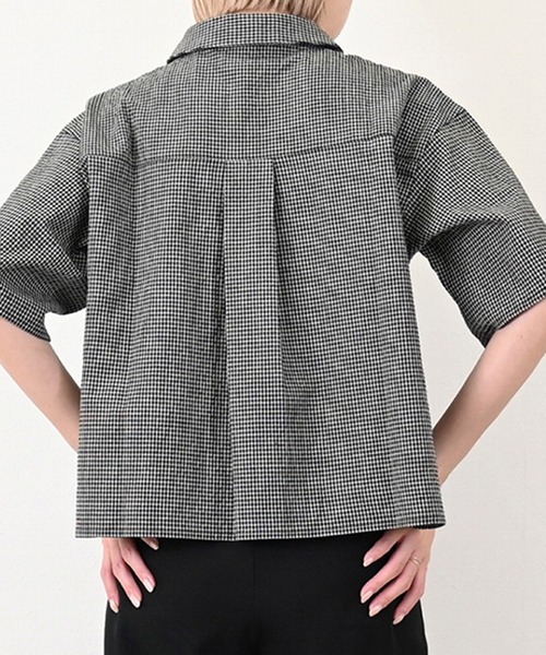 STYLEBLOCK（スタイルブロック）の「チェックハーフスリーブシャツ（シャツ/ブラウス・レディース・ブラック/ベージュ/グリーン・M）」の6枚目の写真