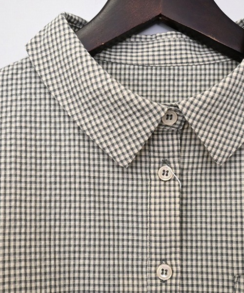 STYLEBLOCK（スタイルブロック）の「チェックハーフスリーブシャツ（シャツ/ブラウス・レディース・ブラック/ベージュ/グリーン・M）」の8枚目の写真