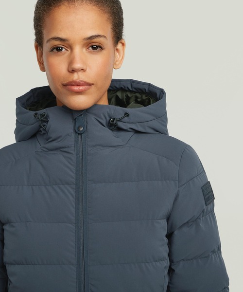 G-STAR（ジースター）の「Foundation Padded Long Jacket/撥水中綿ロングフーデッドコート（ダウンジャケット/コート・レディース・ホワイト系その他/ダークブルー・X-SMALL/SMALL）」の13枚目の写真