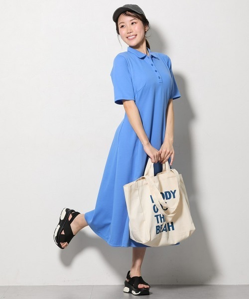 Nissen glamor(ニッセングラマー)の「【大きい胸専用】吸汗速乾・UVカットポロワンピース(ワンピース・レディース・ネイビー/杢グレー/ブラック・LL/L/M/S/4L/3L)」の13枚目の写真