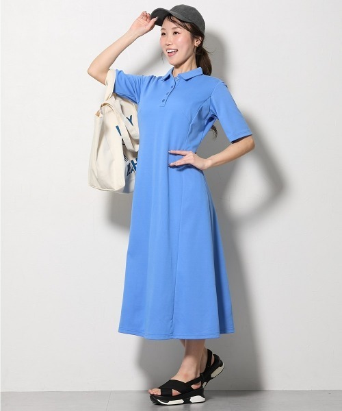 Nissen glamor(ニッセングラマー)の「【大きい胸専用】吸汗速乾・UVカットポロワンピース(ワンピース・レディース・ネイビー/杢グレー/ブラック・LL/L/M/S/4L/3L)」の14枚目の写真