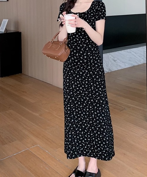 NANAHACHI（ナナハチ）の「ヘンリーネック 小花柄 ロングワンピース（ワンピース・レディース・ブラック/グレー/ネイビー・FREE）」の14枚目の写真