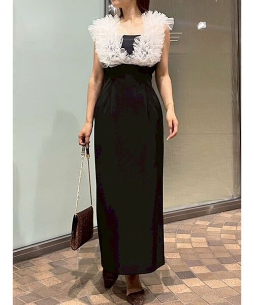 LADYチュールオフショルIラインドレス　ラグナムーン　結婚式　パーティードレス LAGUNAMOON（ラグナムーン） ドレス LADYチュールオフショルIライン