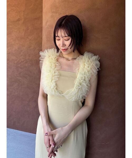 LAGUNAMOON(ラグナムーン)の「LADYショルダーチュールIラインドレス 結婚式 お呼ばれ(ドレス・レディース・ベージュ/ブラック・SMALL/MEDIUM)」の7枚目の写真