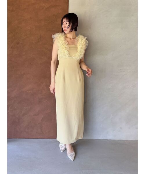 セール】LADYショルダーチュールIラインドレス 結婚式 お呼ばれ