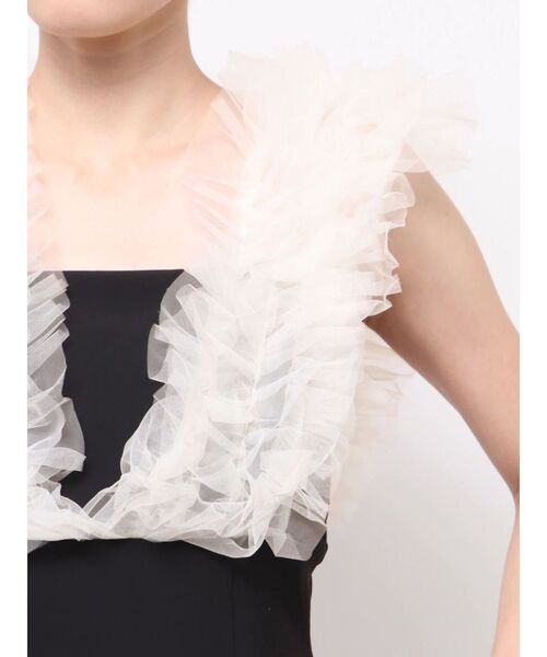 セール】LADYショルダーチュールIラインドレス 結婚式 お呼ばれ