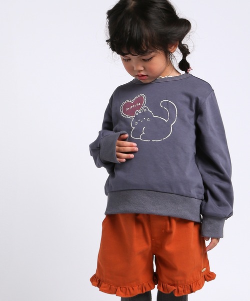 la poche biscuit（ラポシェビスキュイ）の「ハートねこトレーナー（スウェット・キッズ・ラベンダー/チャコールグレー・140/130/120/110/100/90/80）」の3枚目の写真