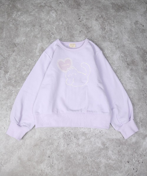 la poche biscuit（ラポシェビスキュイ）の「ハートねこトレーナー（スウェット・キッズ・ラベンダー/チャコールグレー・140/130/120/110/100/90/80）」の15枚目の写真