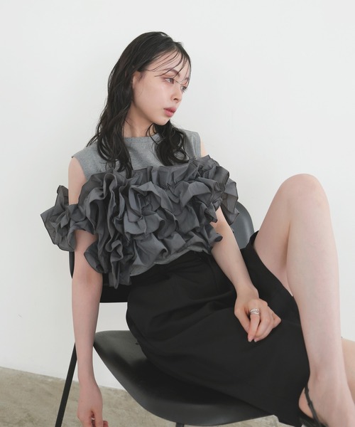 フリルビスチェドッキングT（Tシャツ/カットソー）｜LIAN（リアン）の