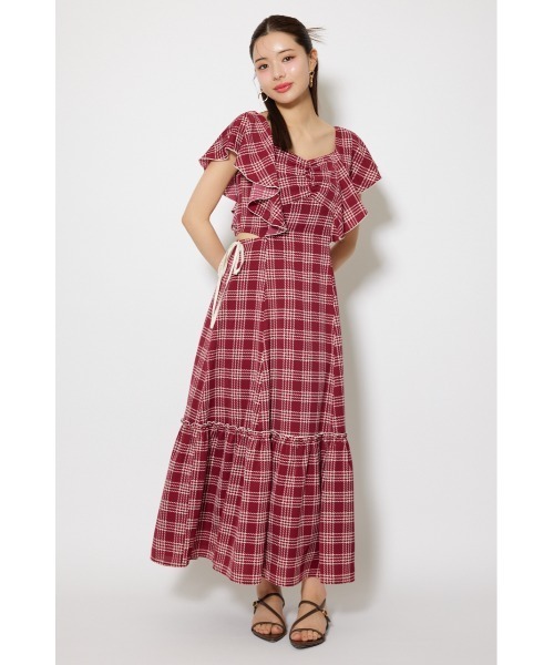 rienda(リエンダ)の「フリルウエストオープンワンピース 夏服(ワンピース・レディース・ホワイト/レッド/ブラック・SMALL/MEDIUM)」の7枚目の写真